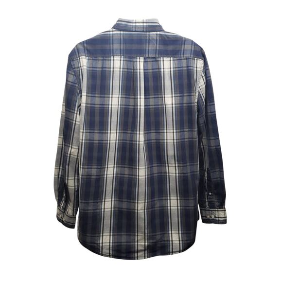 US Polo Assn Men’s XL Shirt Blue Gray Plaid Classic Fit Preppy Americana Vibe - Picture 2 of 10